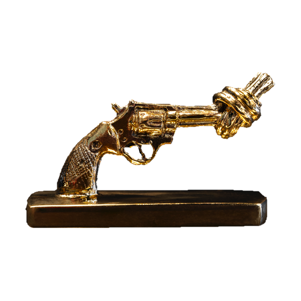 Non Violence Knotted Gun mini 7 cm Bronze