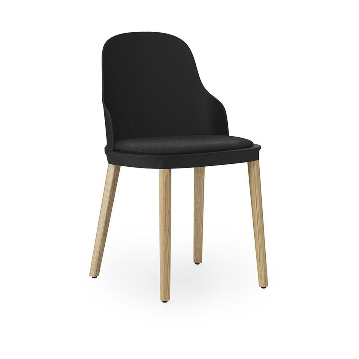 Normann Copenhagen Allez Stuhl mit Sitzkissen und Eichenbeinen Black