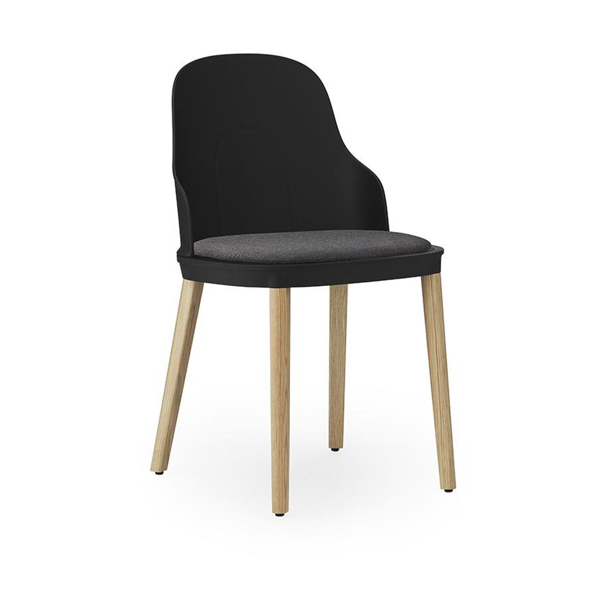 Normann Copenhagen Allez Stuhl mit Sitzkissen und Eichenbeinen Black