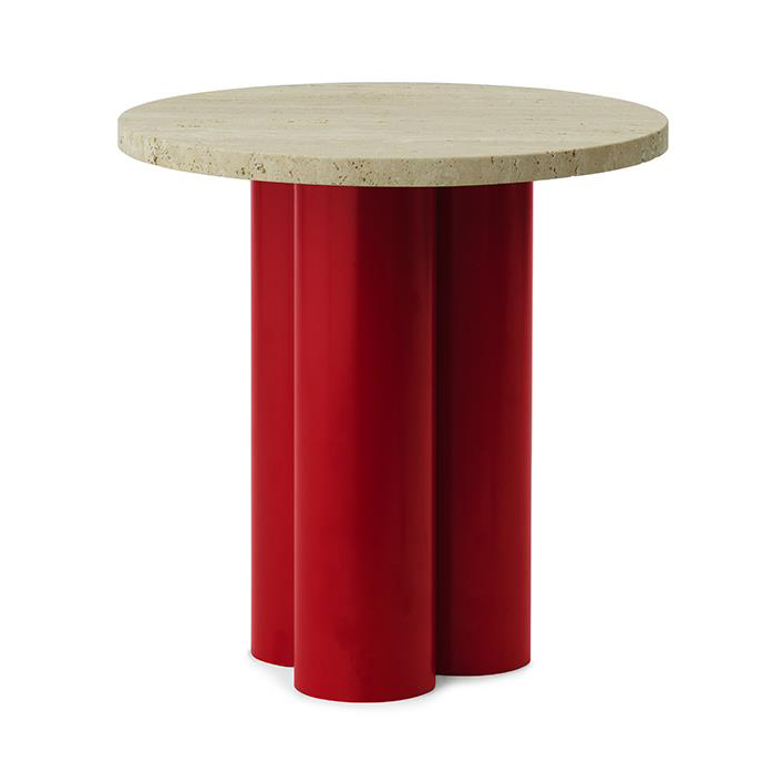 Normann Copenhagen Dit Beistelltisch Ø40 cm Travertine Light-bright red