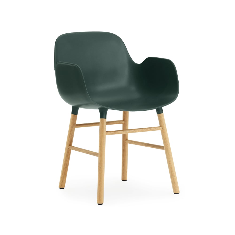 Normann Copenhagen Form Armlehnstuhl Green, Eichenholzbeine