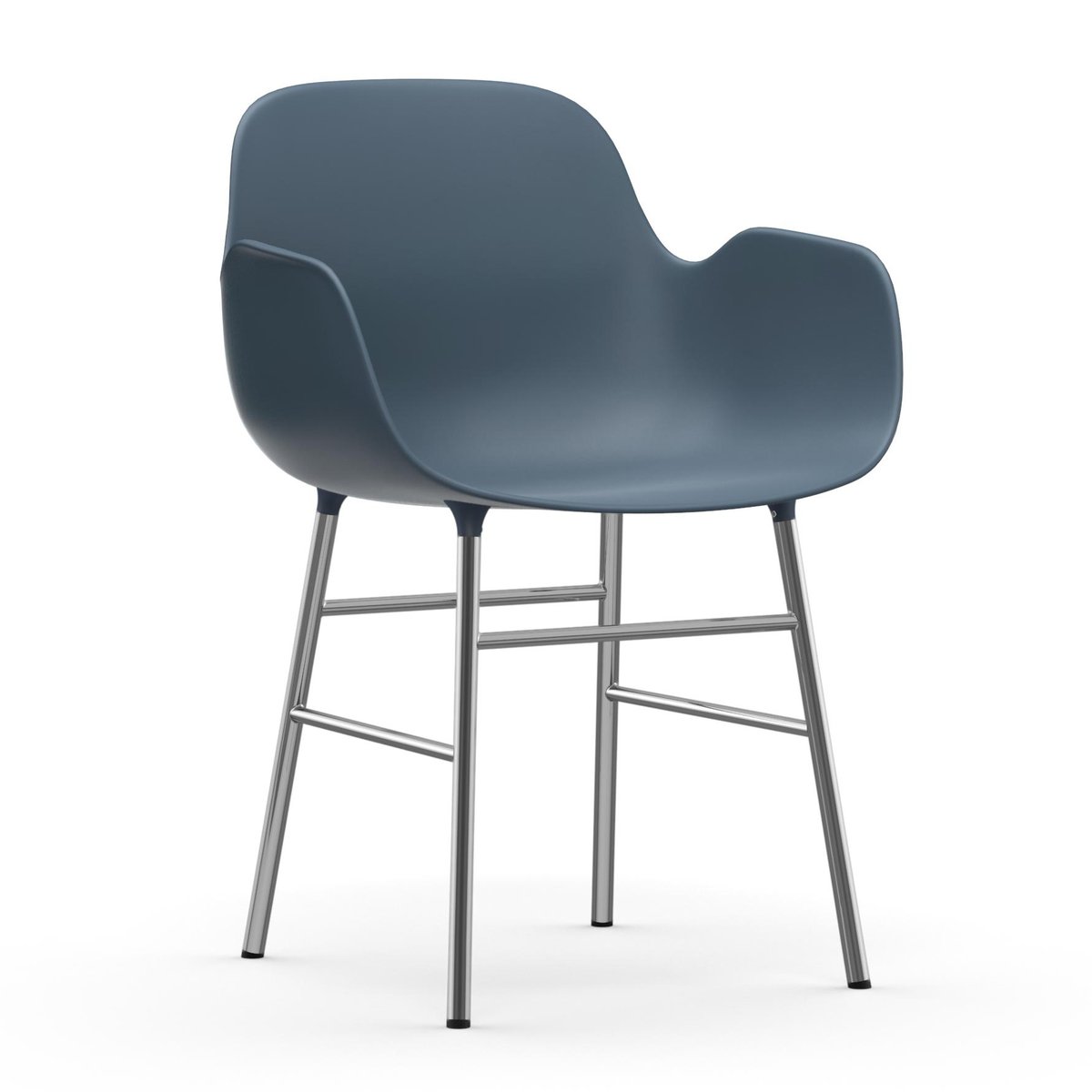 Normann Copenhagen Form Armlehnstuhl verchromte Beine Blau