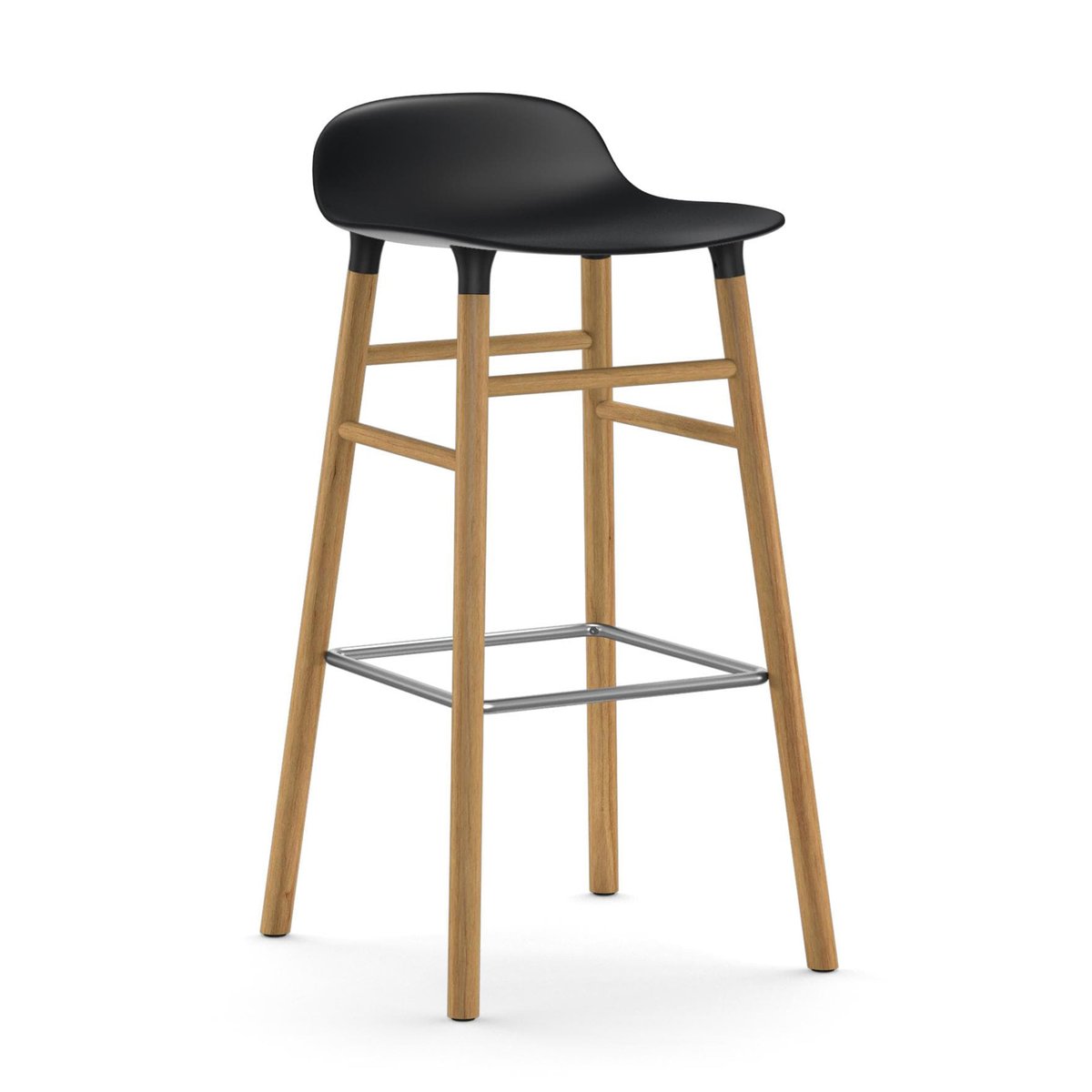 Normann Copenhagen Form Barstuhl Eichen-Beine 75cm Schwarz