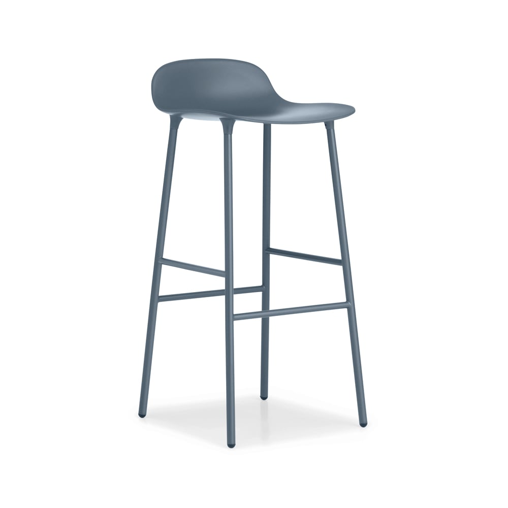 Normann Copenhagen Form Barstuhl hoch Blue, Blaulackierte Stahlbeine