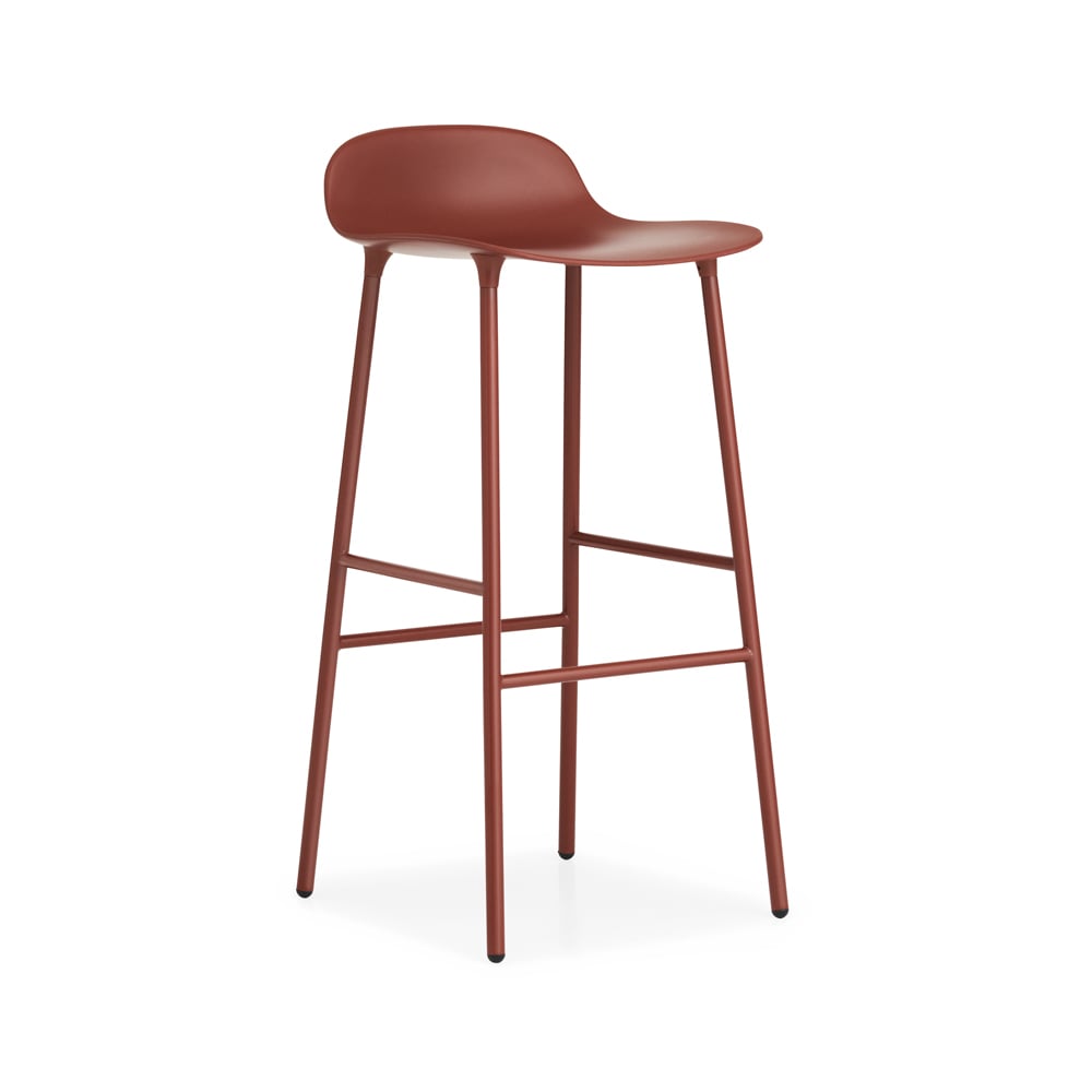 Normann Copenhagen Form Barstuhl hoch Red, Rot lackierte Stahlbeine