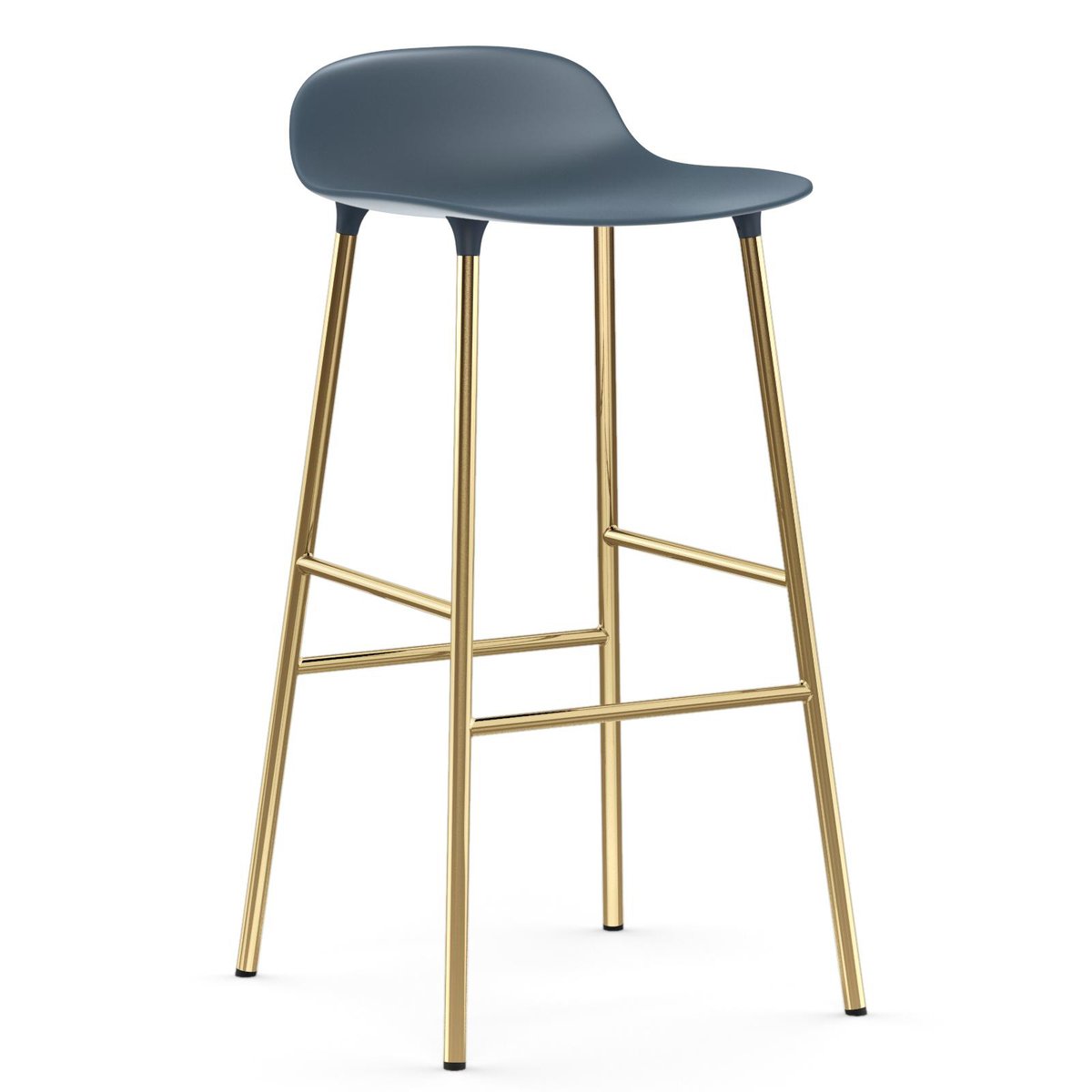 Normann Copenhagen Form Barstuhl Messingbeine 75cm Blau