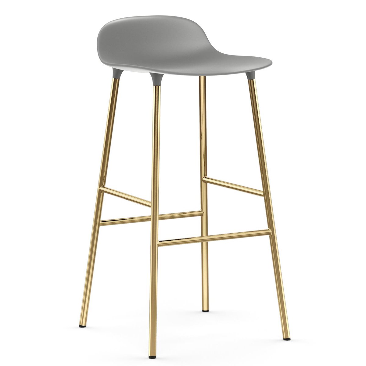 Normann Copenhagen Form Barstuhl Messingbeine 75cm Grau