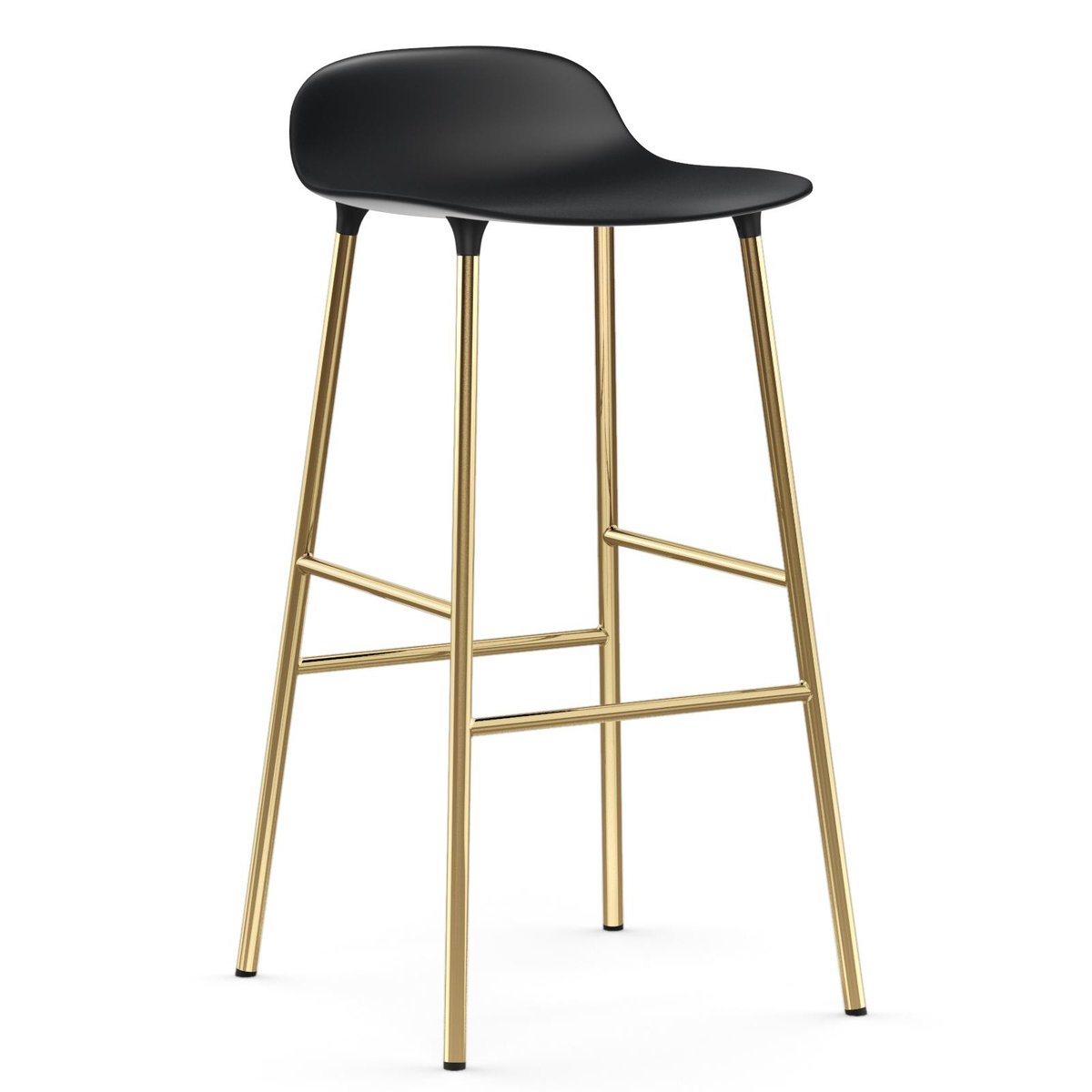 Normann Copenhagen Form Barstuhl Messingbeine 75cm Schwarz