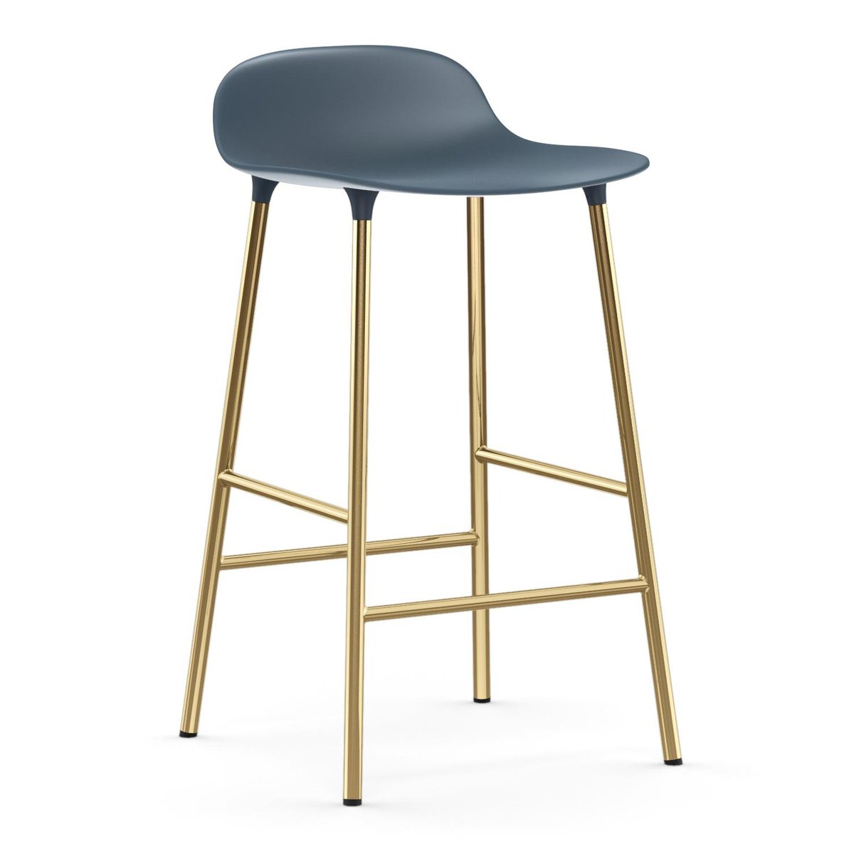 Normann Copenhagen Form Barstuhl Messingbeine Blau