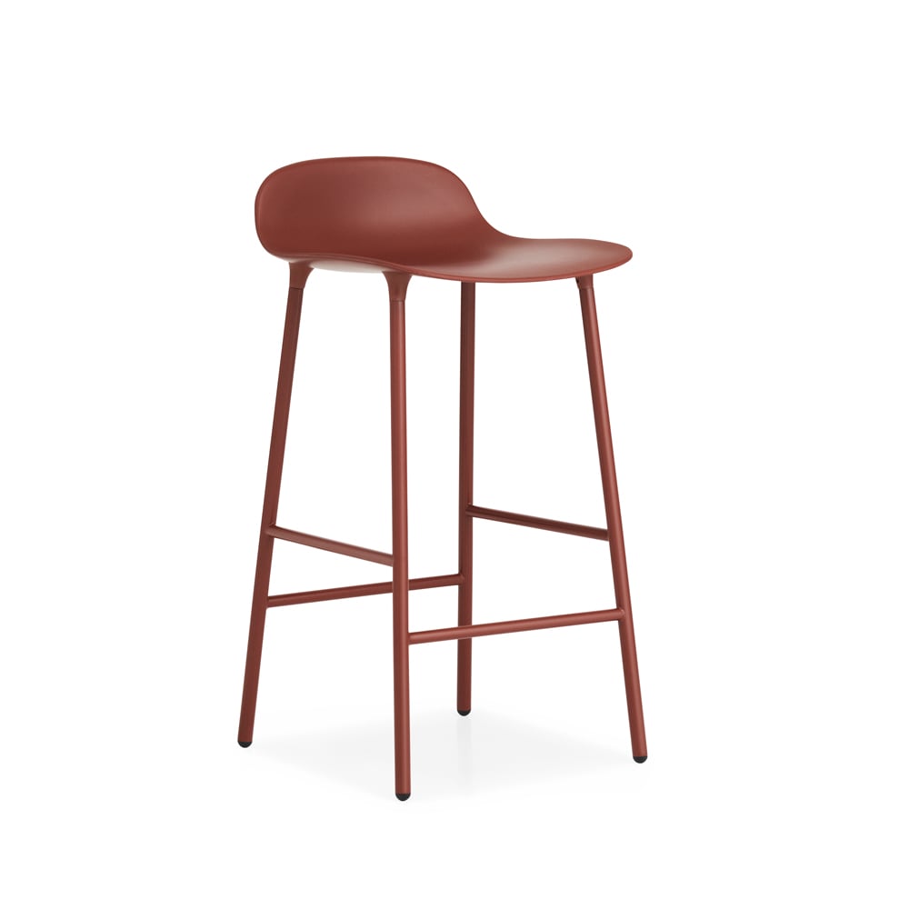 Normann Copenhagen Form Barstuhl niedrig Red, Rot lackierte Stahlbeine