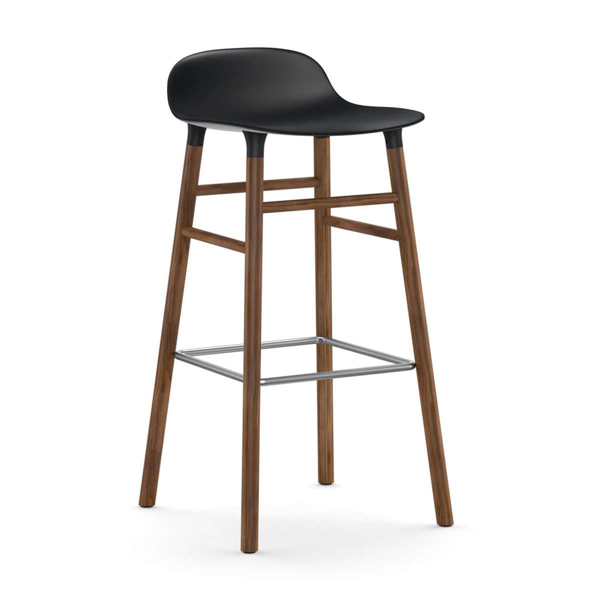 Normann Copenhagen Form Barstuhl valnötsBeine 75cm Schwarz