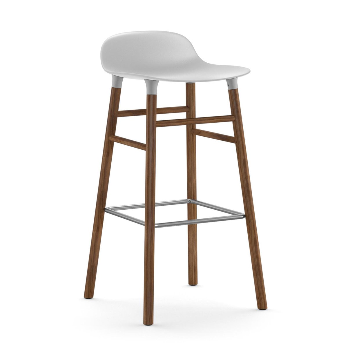 Normann Copenhagen Form Barstuhl valnötsBeine 75cm Weiß