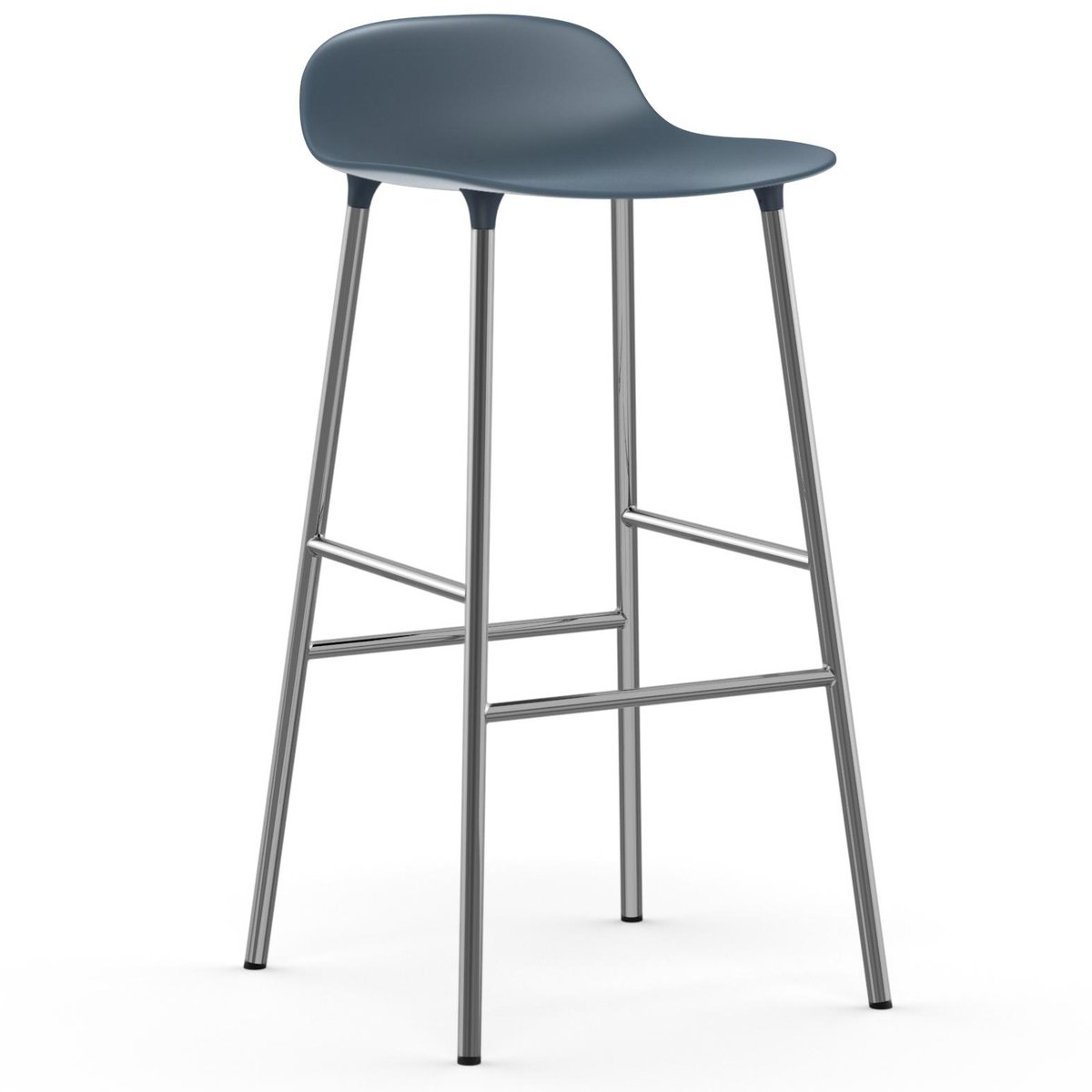 Normann Copenhagen Form Barstuhl verchromte Beine 75cm Blau