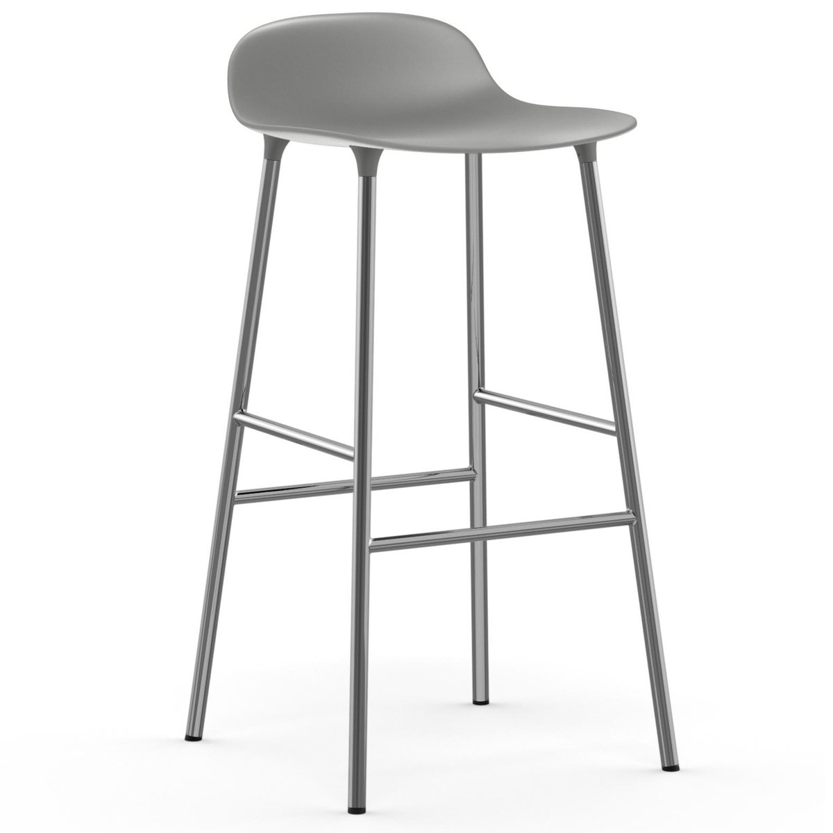 Normann Copenhagen Form Barstuhl verchromte Beine 75cm Grau