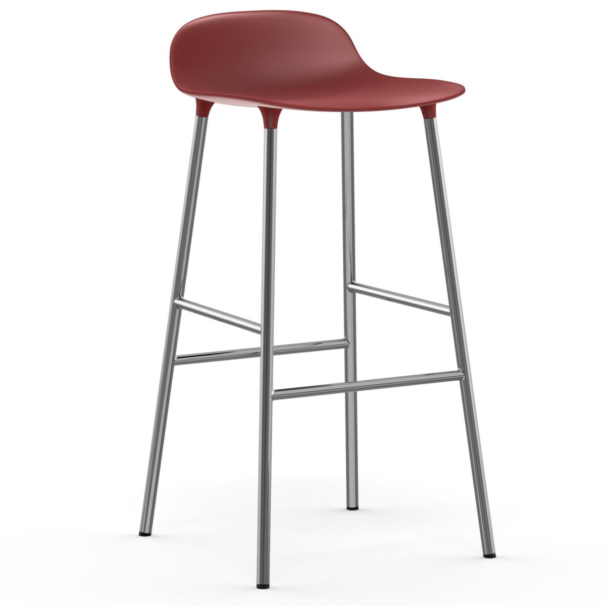 Normann Copenhagen Form Barstuhl verchromte Beine 75cm Rot