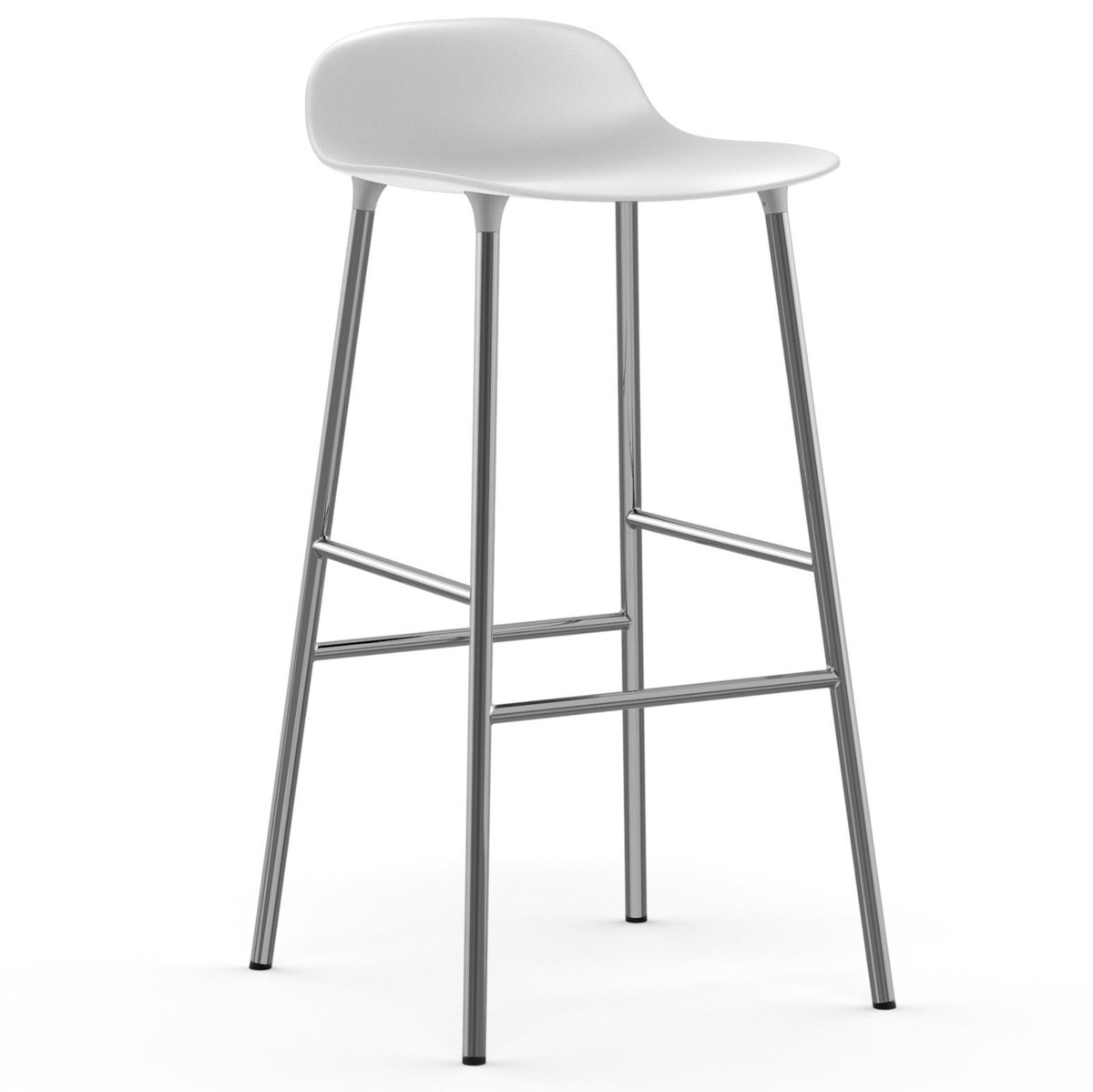 Normann Copenhagen Form Barstuhl verchromte Beine 75cm Weiß