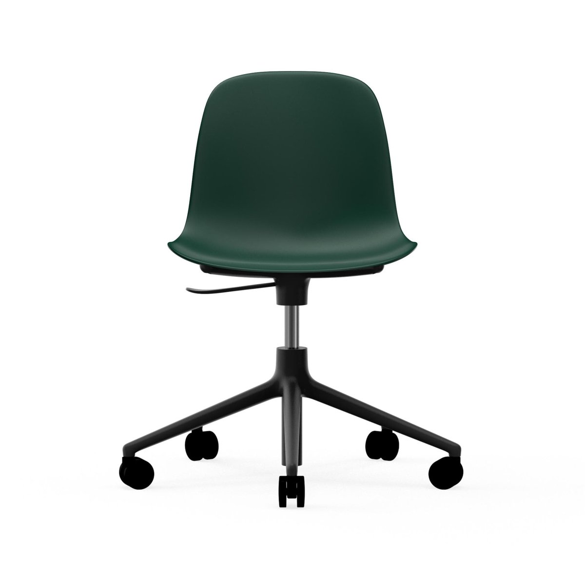 Normann Copenhagen Form chair drehbar, 5W Bürostuhl Grün, Schwarzes Aluminium, Rollen