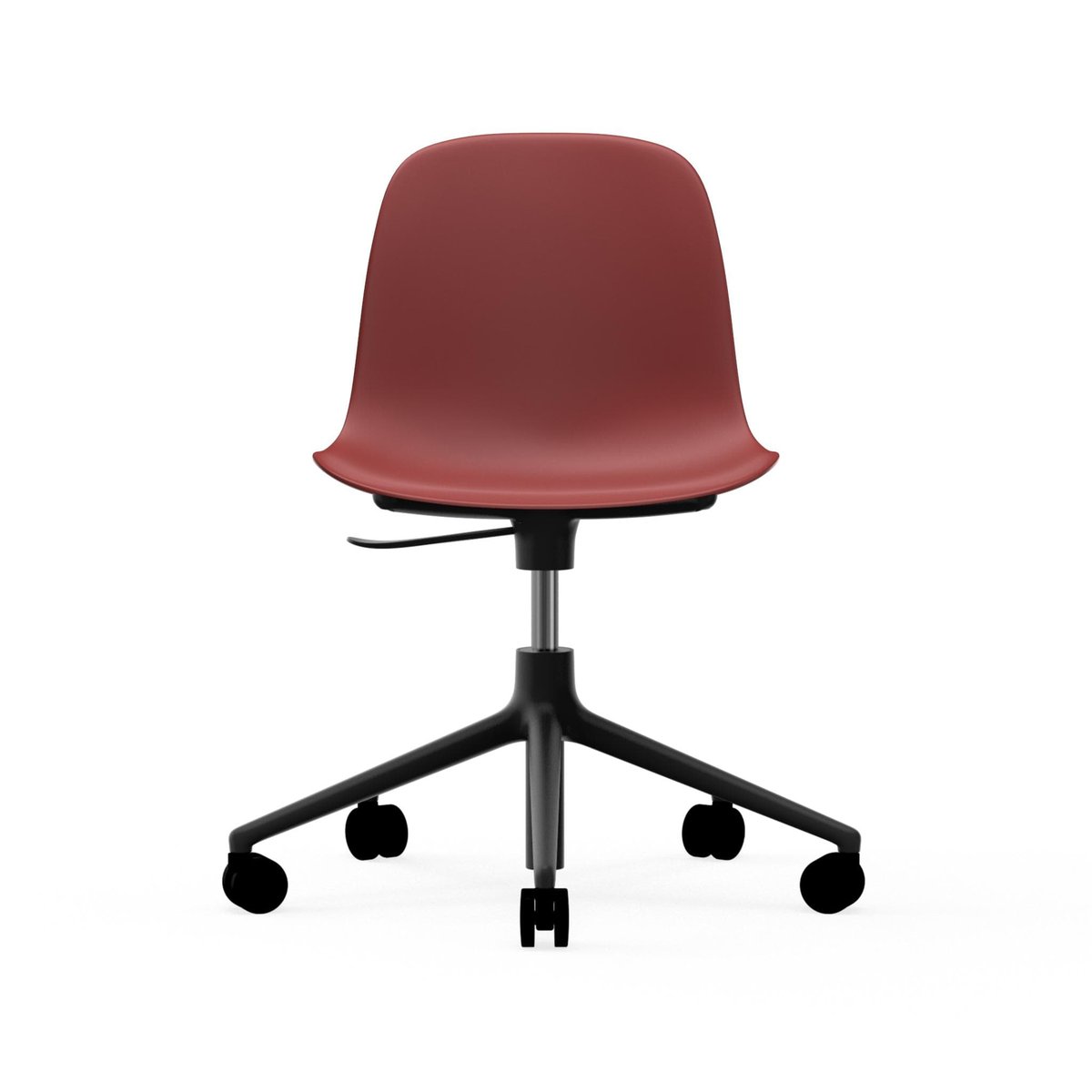 Normann Copenhagen Form chair drehbar, 5W Bürostuhl Rot, Schwarzes Aluminium, Rollen