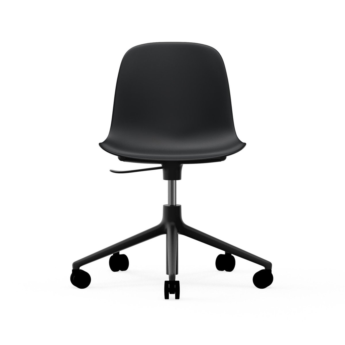 Normann Copenhagen Form chair drehbar, 5W Bürostuhl Schwarz, Schwarzes Aluminium, Rollen