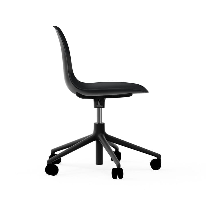 Form chair drehbar, 5W Bürostuhl, Schwarz, Schwarzes Aluminium, Rollen Normann Copenhagen