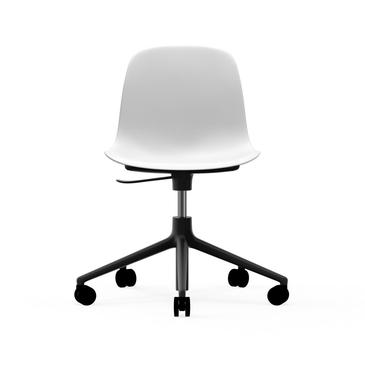 Normann Copenhagen Form chair drehbar, 5W Bürostuhl Weiß, Schwarzes Aluminium, Rollen