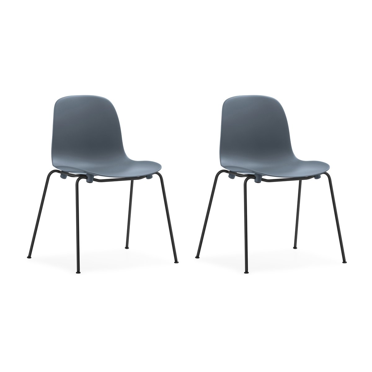 Normann Copenhagen Form Chair stapelbarer Stuhl mit schwarzen Beinen, 2er-Pack, Blau Blau