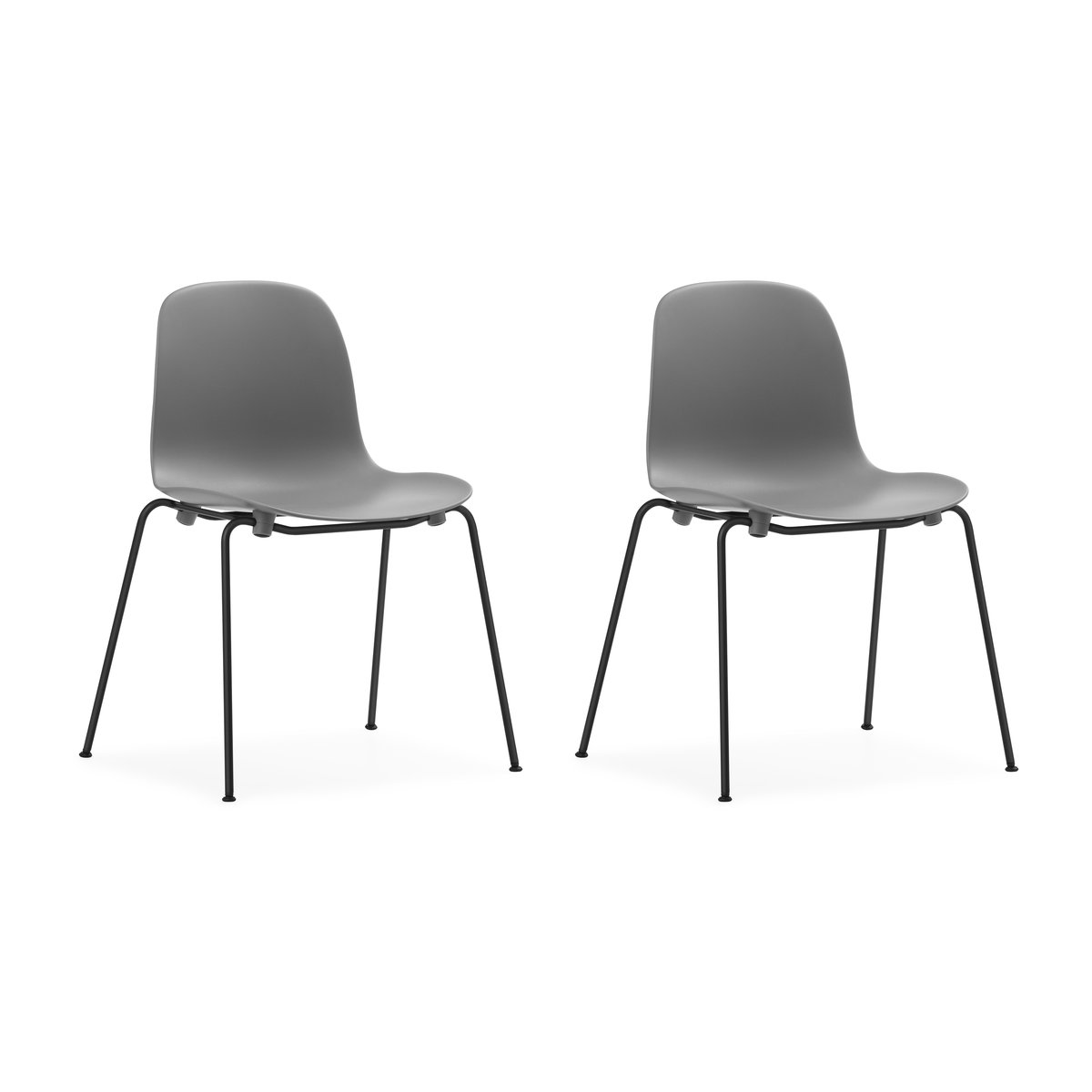 Normann Copenhagen Form Chair stapelbarer Stuhl mit schwarzen Beinen, 2er-Pack, Grau Grau