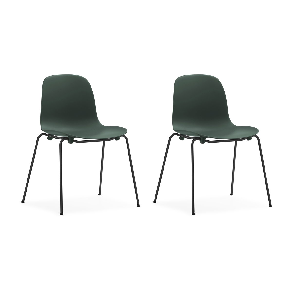 Normann Copenhagen Form Chair stapelbarer Stuhl mit schwarzen Beinen, 2er-Pack, Grün Grün