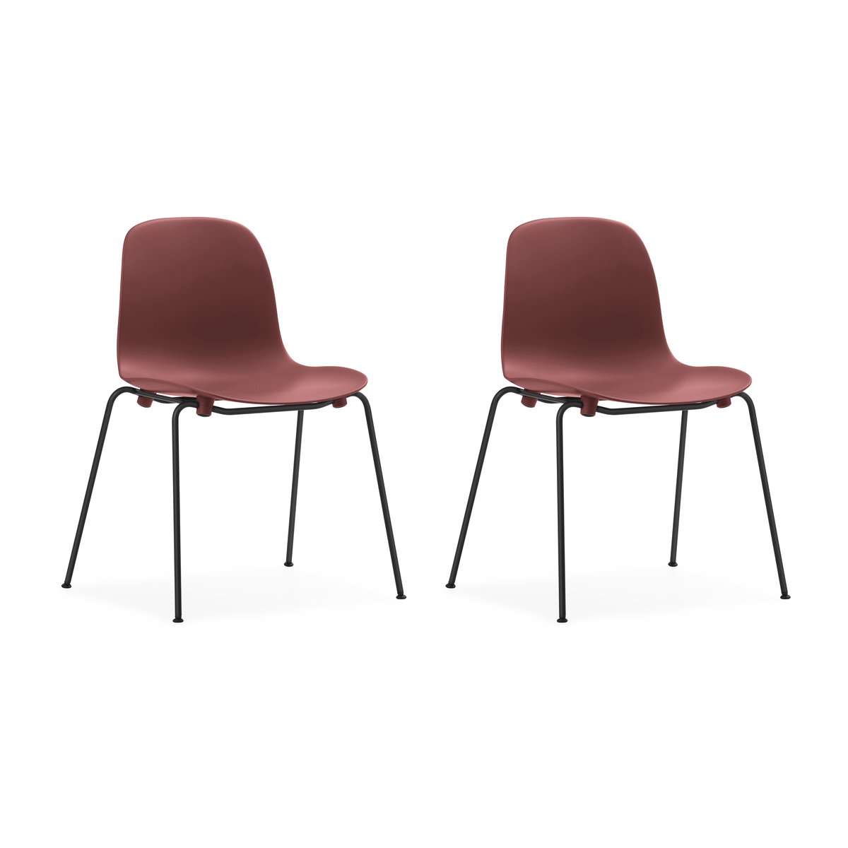 Normann Copenhagen Form Chair stapelbarer Stuhl mit schwarzen Beinen, 2er-Pack, Rot Rot