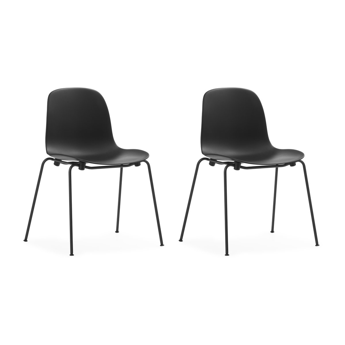 Normann Copenhagen Form Chair stapelbarer Stuhl mit schwarzen Beinen, 2er-Pack, Schwarz Schwarz