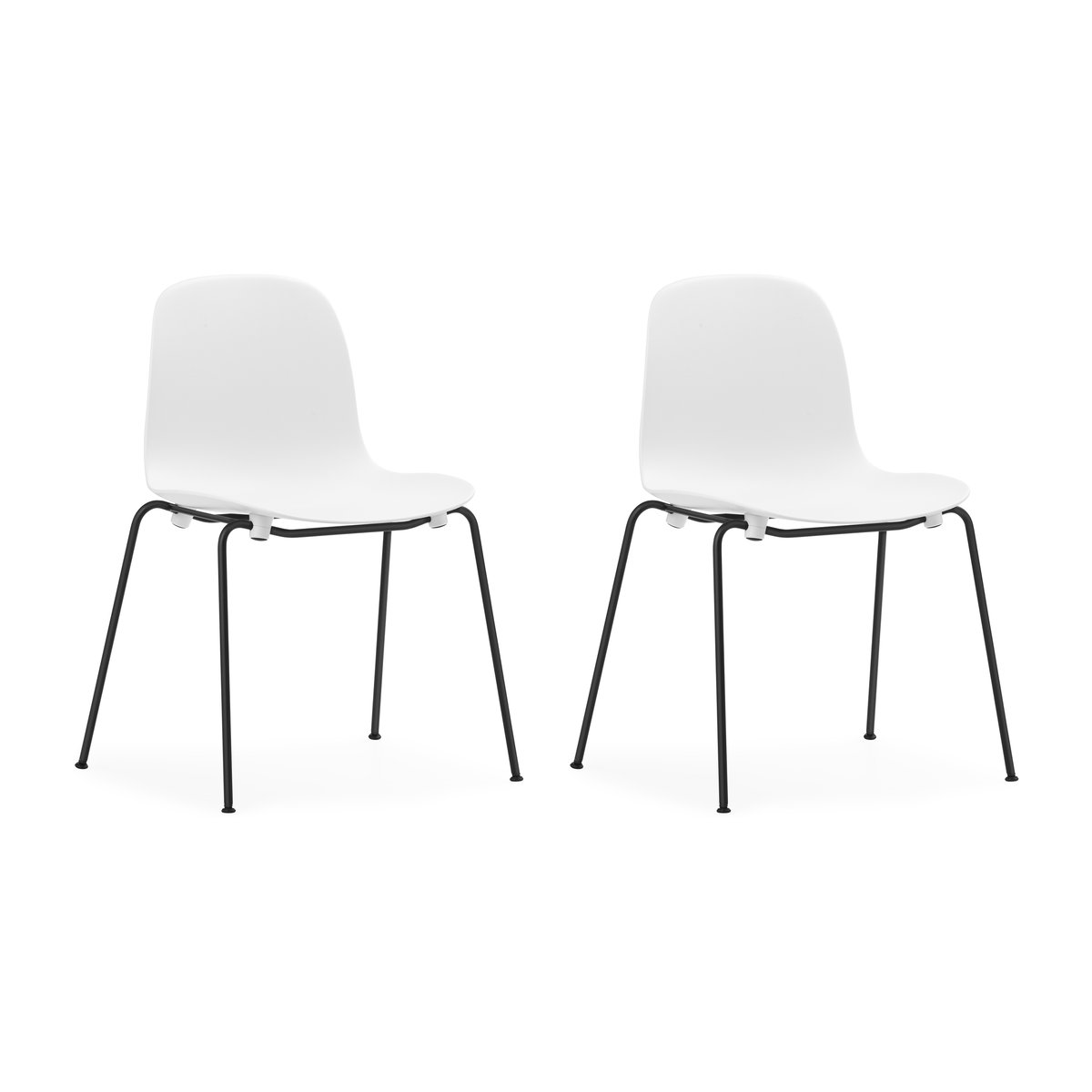 Normann Copenhagen Form Chair stapelbarer Stuhl mit schwarzen Beinen, 2er-Pack, Weiß Weiß