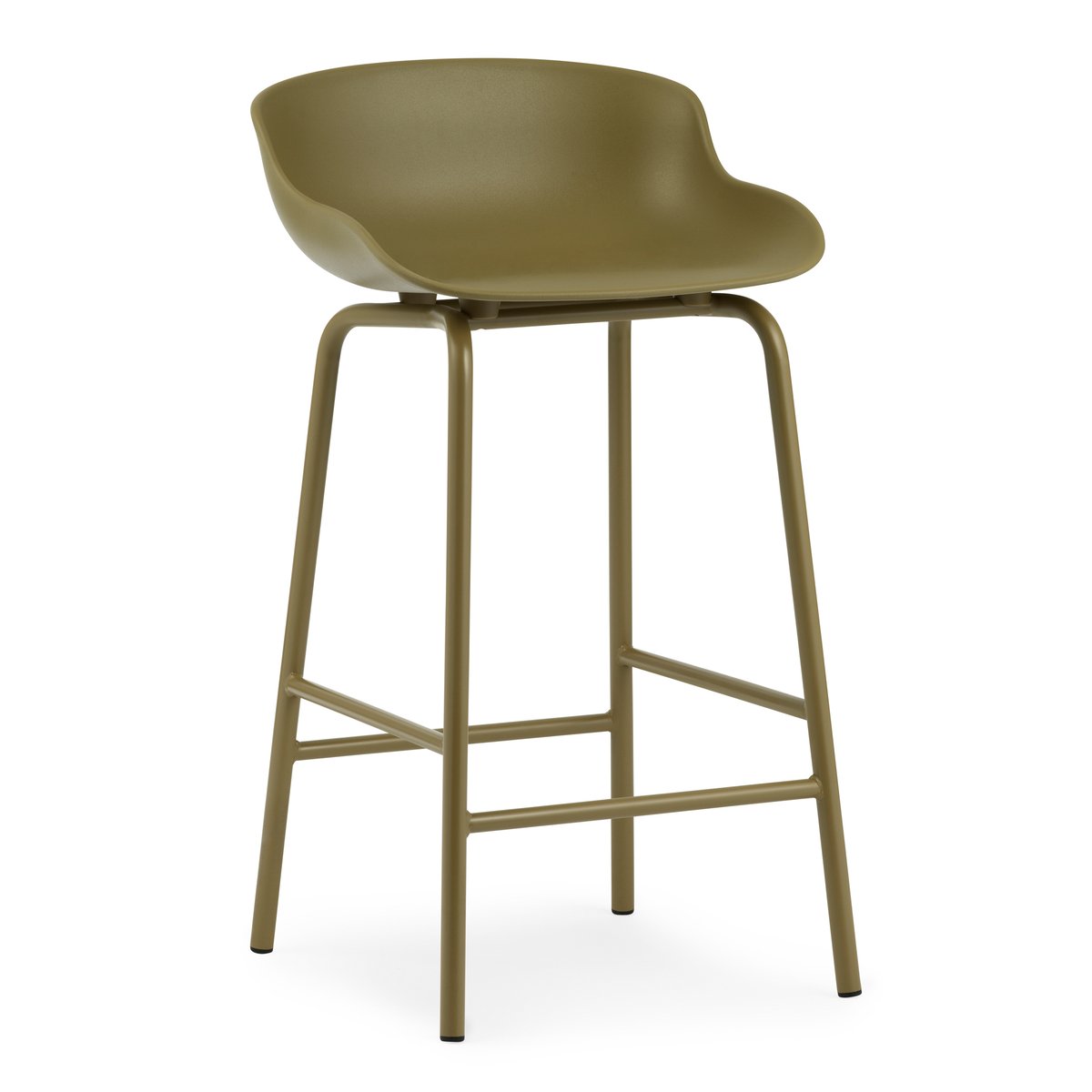 Normann Copenhagen Hyg Barstuhl Metallbeine 65cm Olivgrün