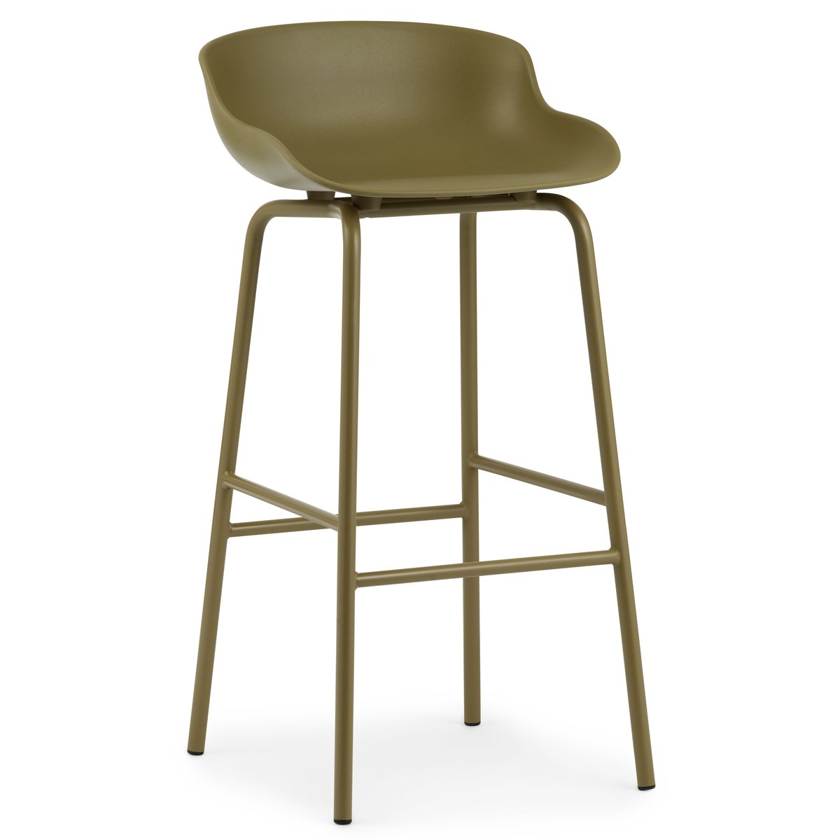 Normann Copenhagen Hyg Barstuhl Metallbeine 75cm Olivgrün