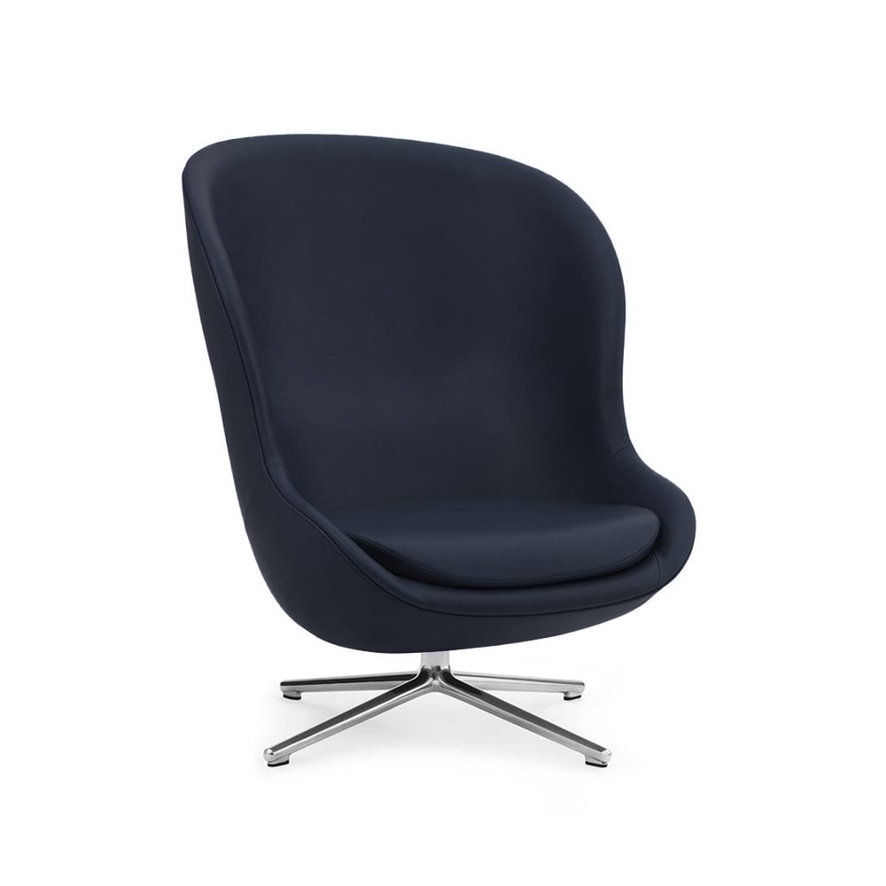 Normann Copenhagen Hyg Sessel Leder ultra 41573 navy, Drehfuß aus Aluminium