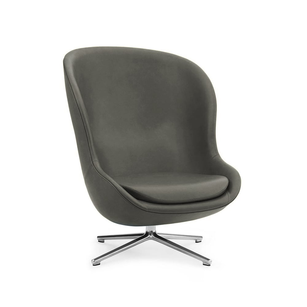 Normann Copenhagen Hyg Sessel Leder ultra 41575 Grün, Drehfuß aus Aluminium