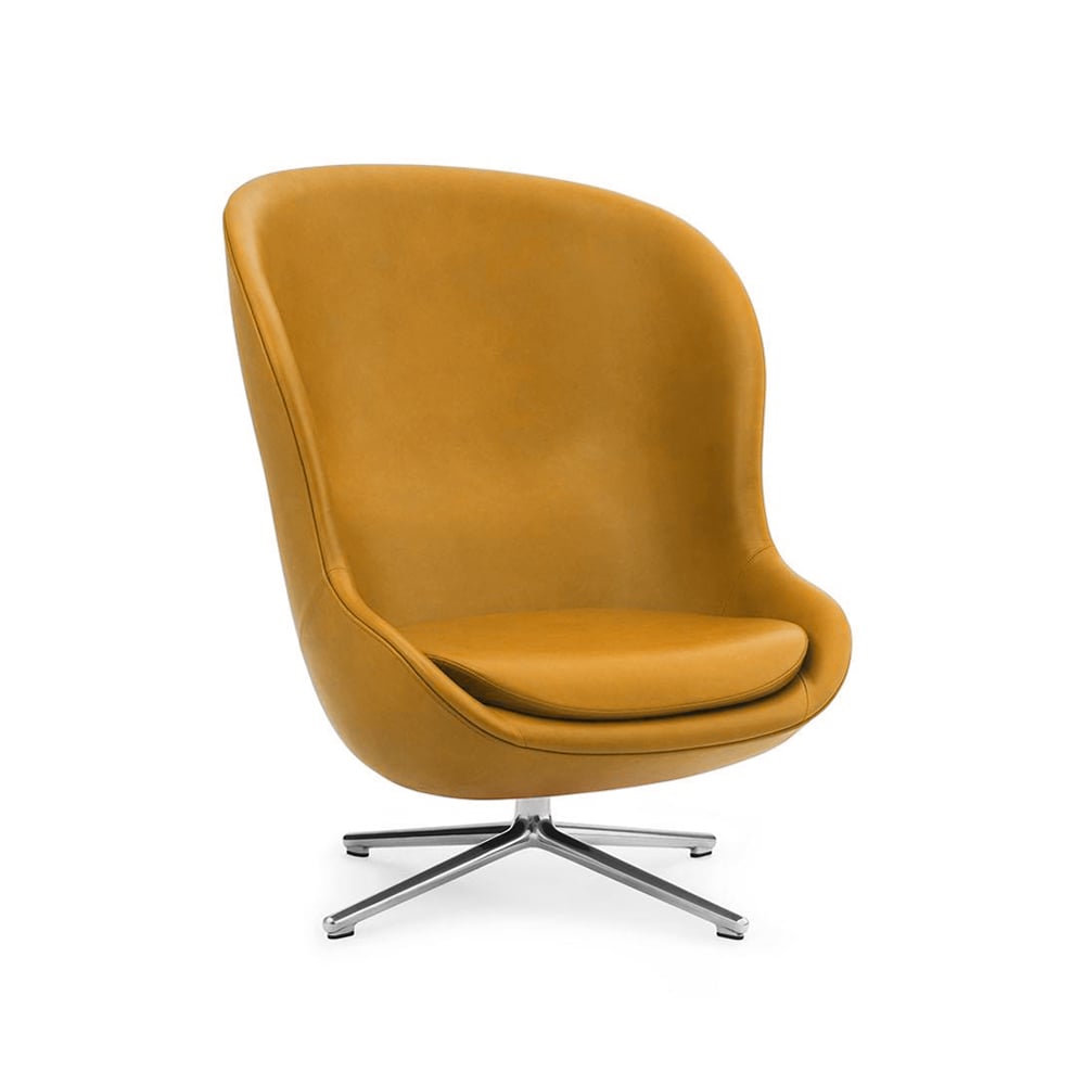 Normann Copenhagen Hyg Sessel Leder ultra 41577 sun, Drehfuß aus Aluminium