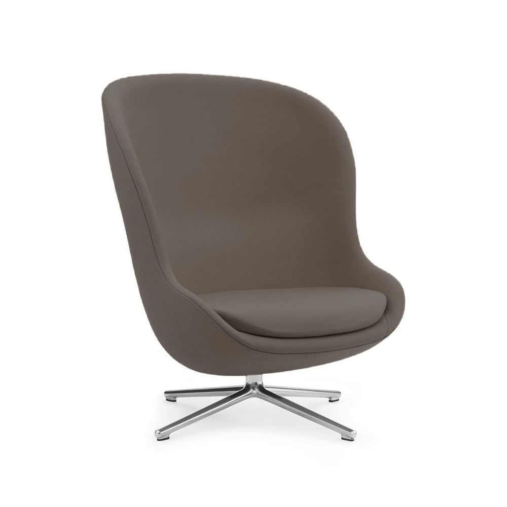 Normann Copenhagen Hyg Sessel Leder ultra 41585 grau , drehfuß aus aluminium