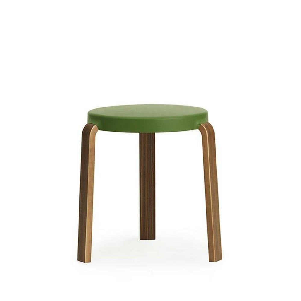 Normann Copenhagen Tap Hocker Olive, Walnussholzbeine