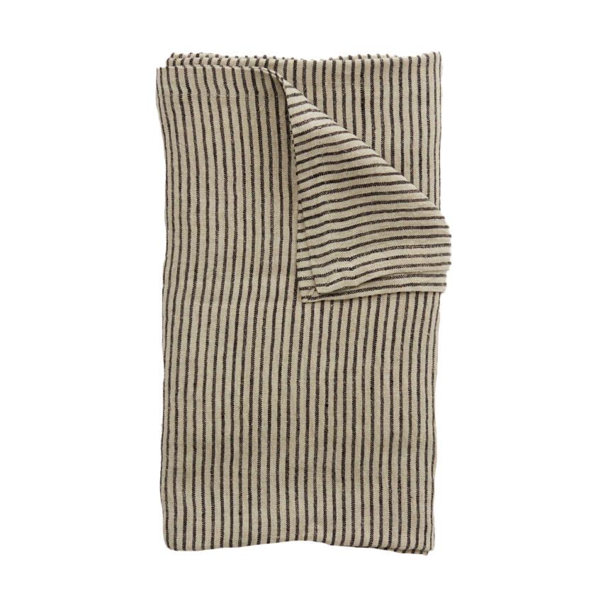 Olsson & Jensen Stripe Leinentischdecke 150x300 cm Schwarz-Sand