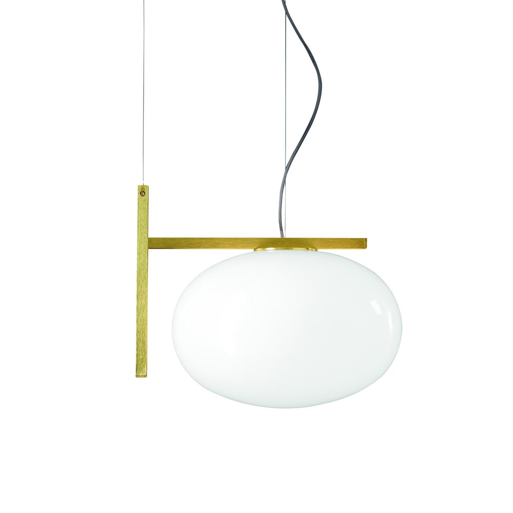 Oluce Alba 466 Pendelleuchte Opal, Messing