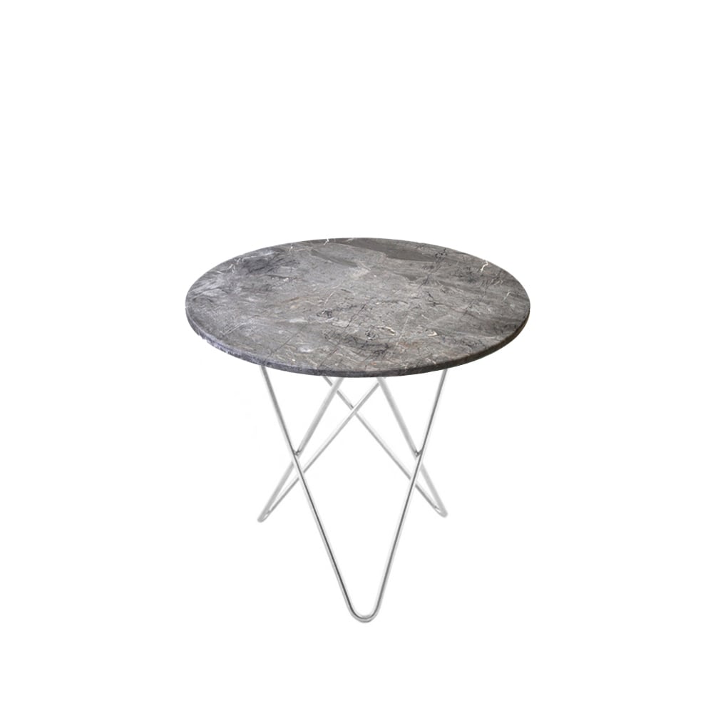 OX Denmarq Mini O Table Beistelltisch Marmor grau , edelstahlgestell