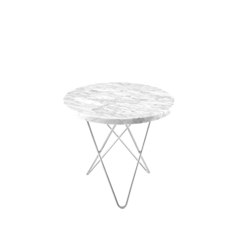 OX Denmarq Mini O Table Beistelltisch Marmor Weiß, Edelstahlgestell