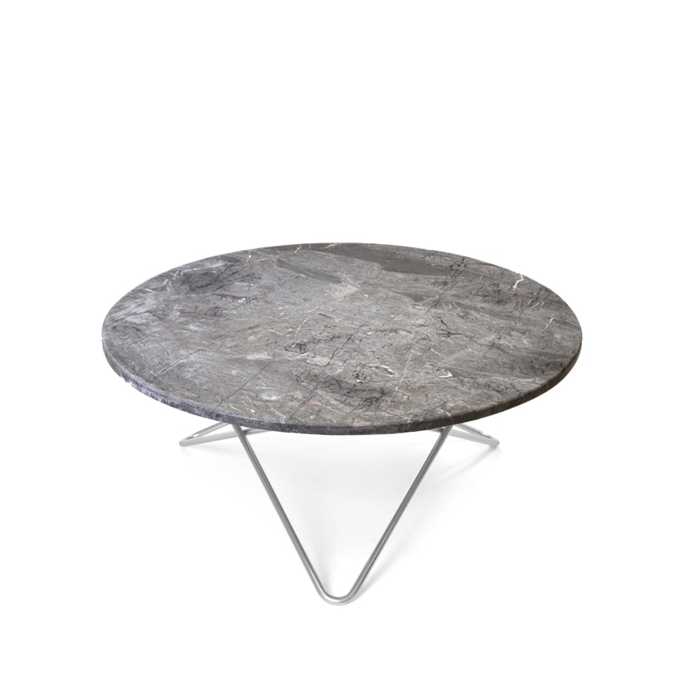 OX Denmarq O Table Beistelltisch Marmor grau , edelstahlgestell