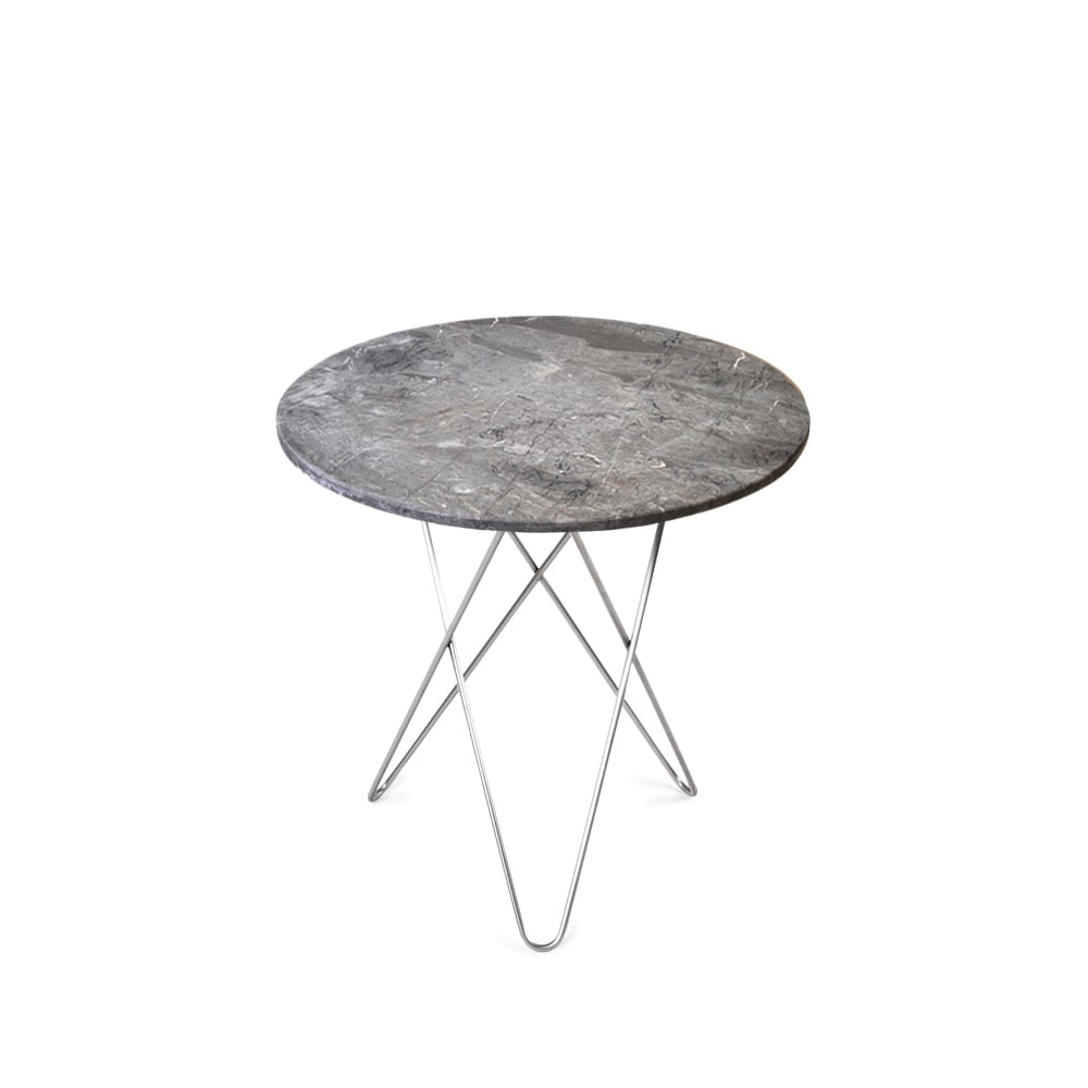 OX Denmarq Tall Mini O Table Beistelltisch Marmor grau , edelstahlgestell