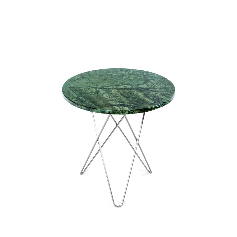 OX Denmarq Tall Mini O Table Beistelltisch Marmor Grün, Edelstahl