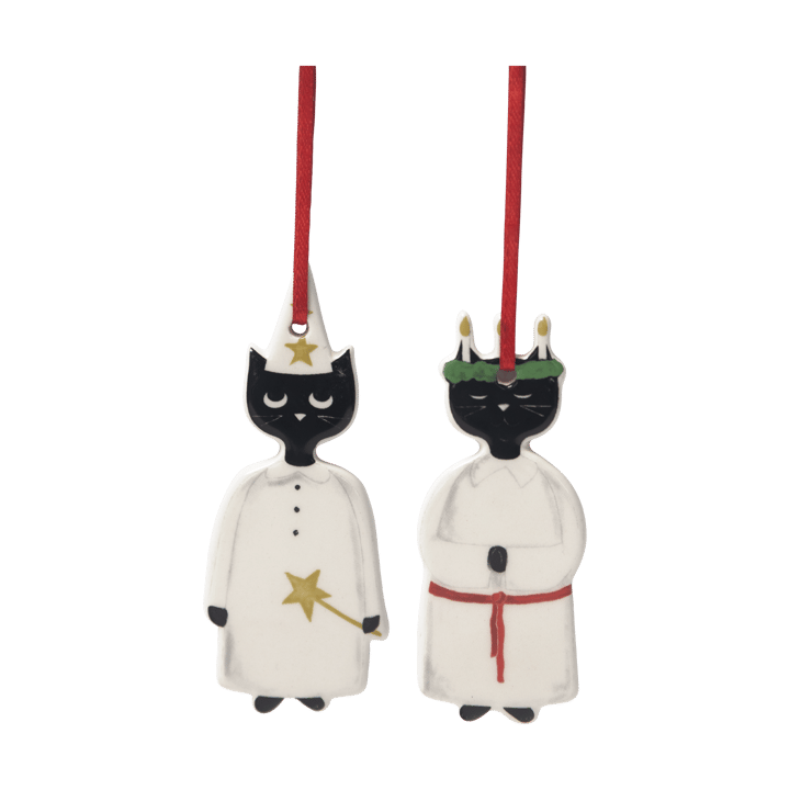 Christmas cats Weihnachtsanhänger 2 Teile - Schwarz-Weiß - Pluto Design