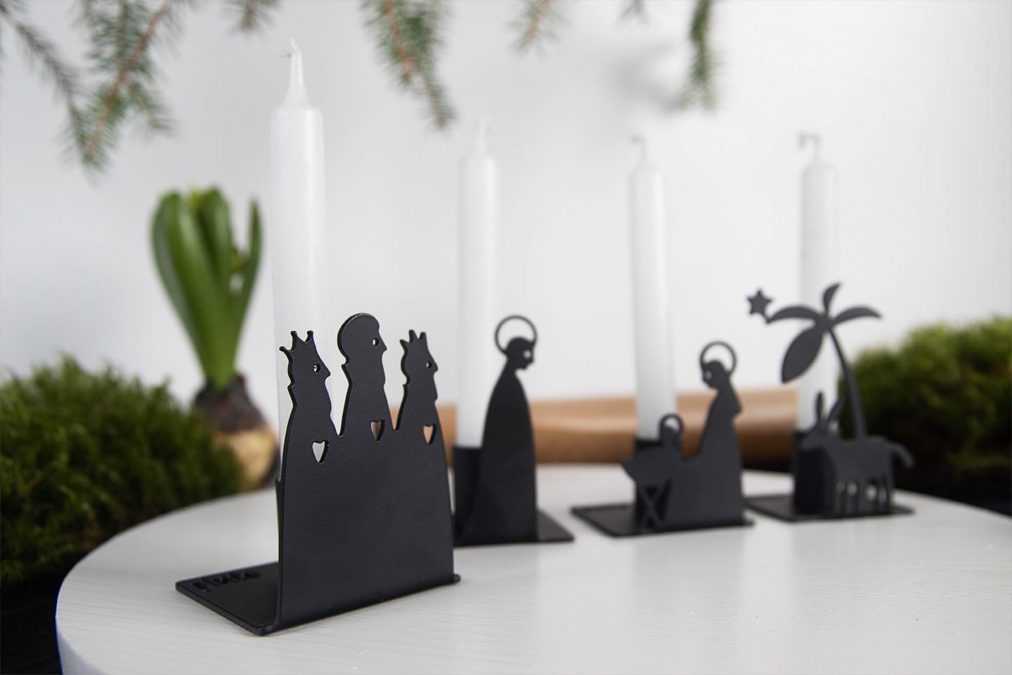 Nativity candle holder metal by Pluto Design