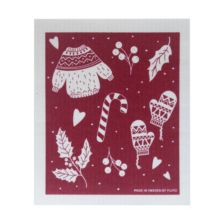 Winter Geschirrtuch 17x20 cm, Rot-Grau Pluto Design