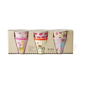 Rice Melaminbecher small 6er Pack - Wildlife pink - RICE