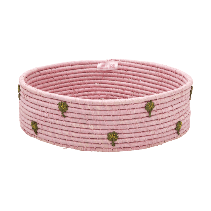 Rice Raffia Aufbewahrungskorb niedrig Ø 35 cm - Pink - RICE